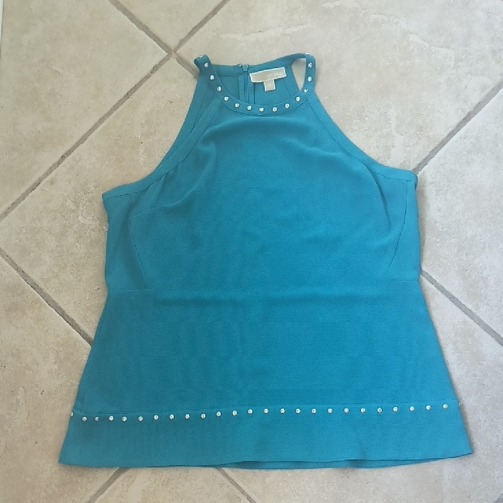 Michael Kors Teal Studded Top - Picture 5 of 6